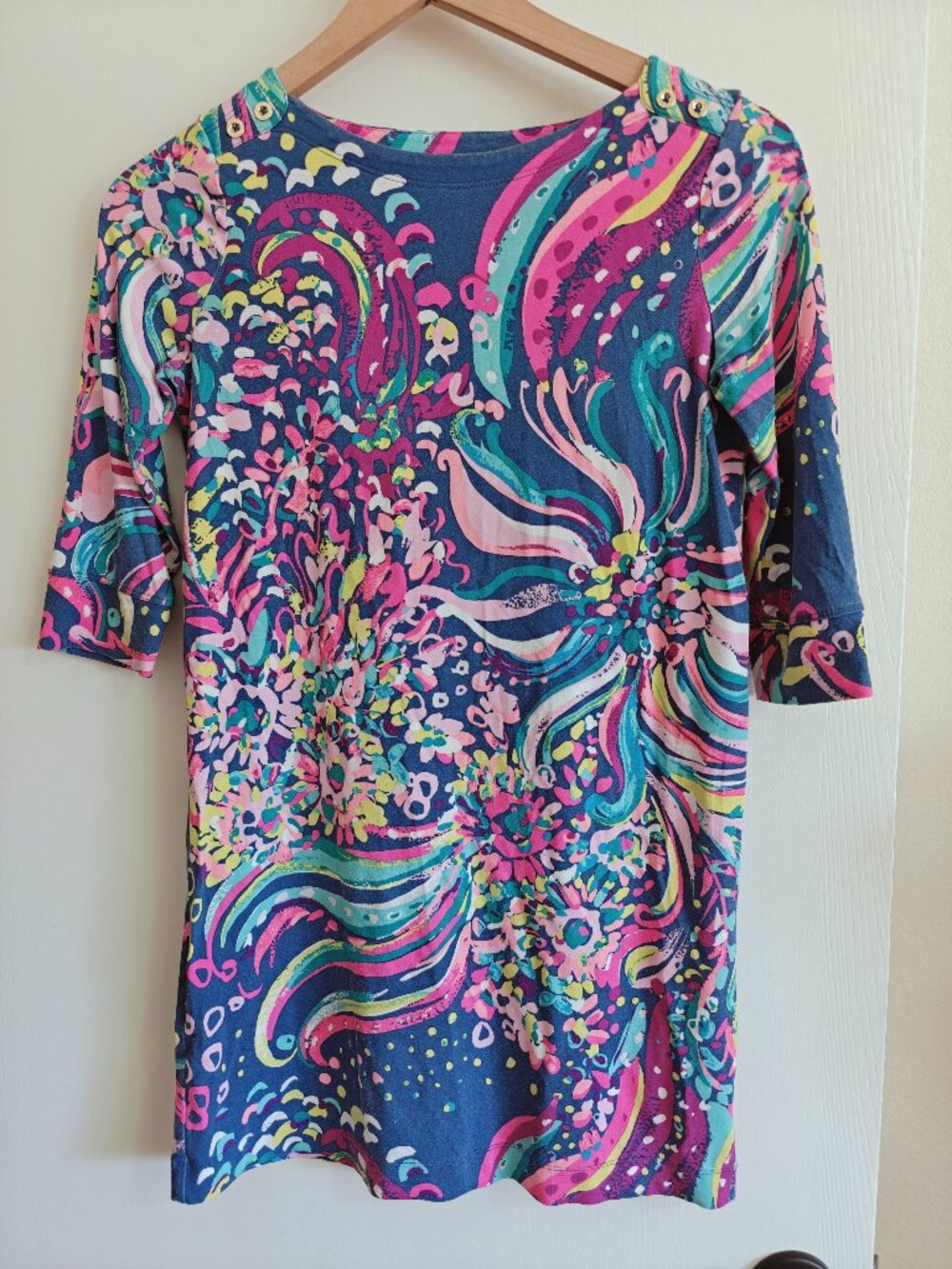 Lilly Pulitzer Mini Sophie Paisley Shift Dress Girls XL 12-14 Pink Blue